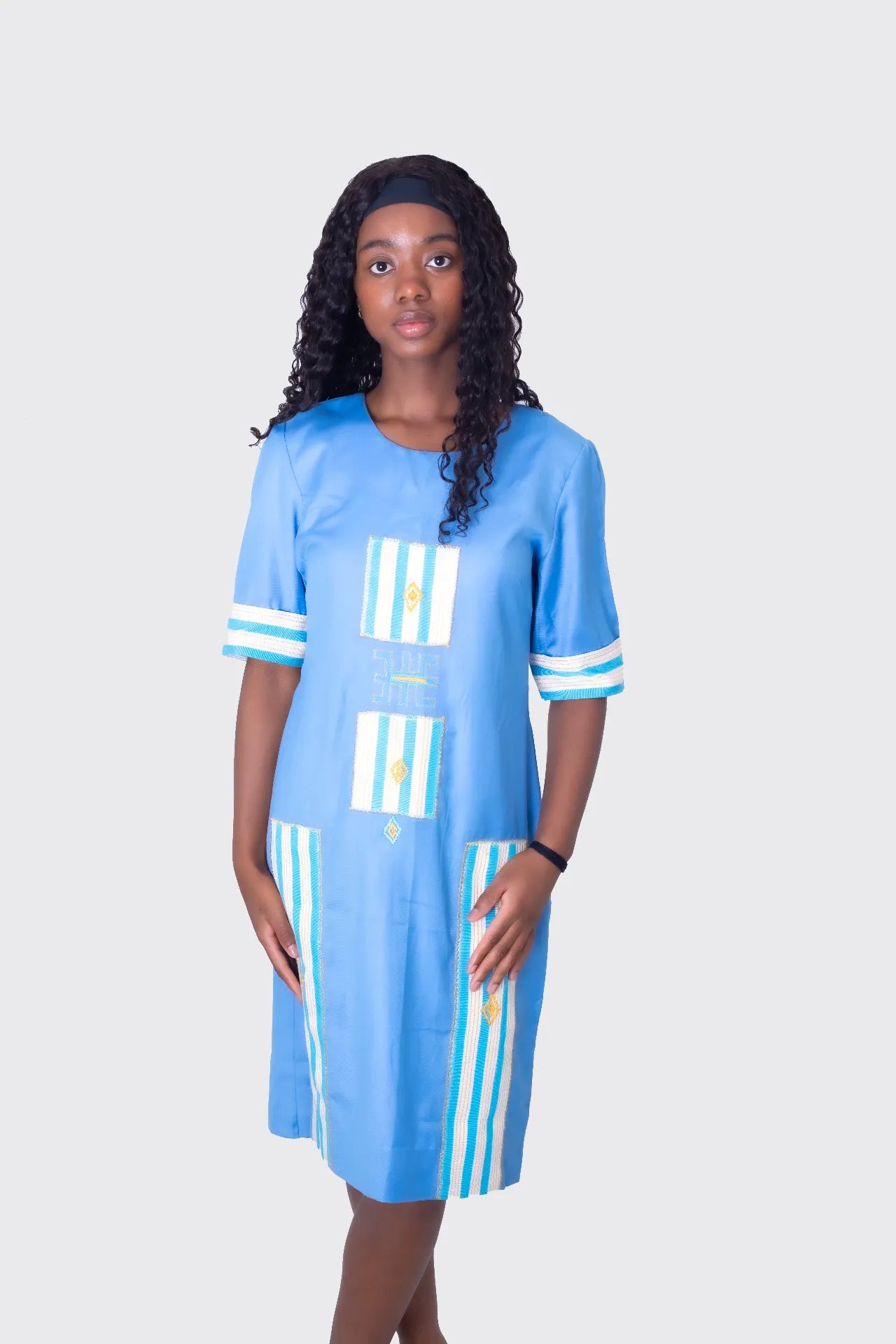 robe droite africaine couleur bleu